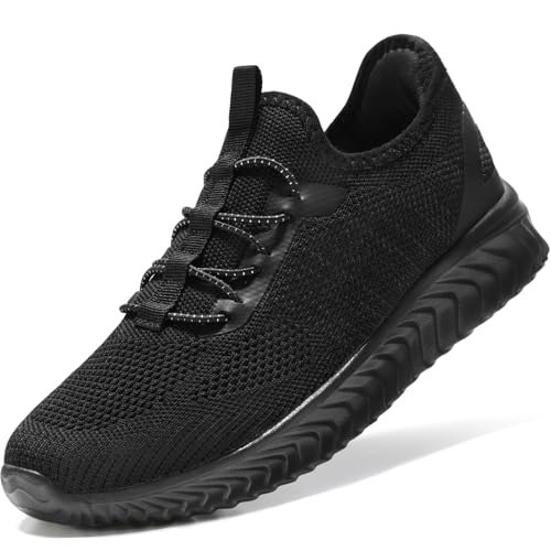 STQ Damen Sneakers Komfort Slip on Turnschuhe Orthopädische Wanderschuhe Leichte Atmungsaktiv Freizeitschuhe Ganz Schwarz 41 EU/ 9.5 US von STQ