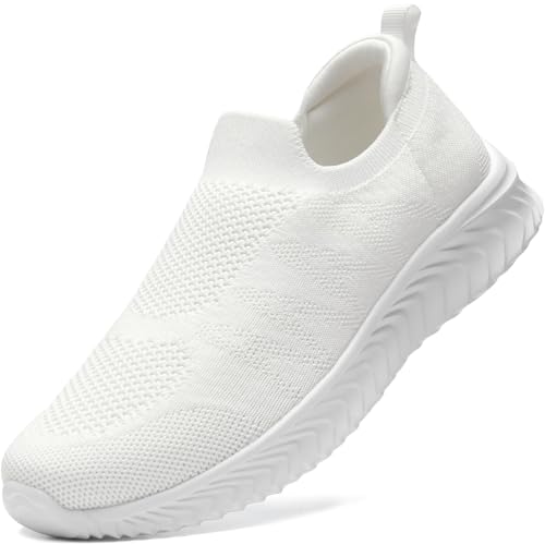 STQ Damen Sneakers Slip on Mesh Atmungsaktiv Sportschuhe Leichte Bequeme Sneaker Weiß 36 EU von STQ