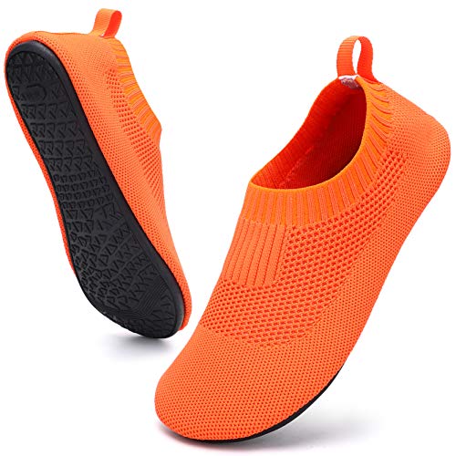 STQ Hasusschuhe Damen Snearkers Rutschfest Pantoffeln Bequem Atmungsaktiv Hüttenschuhe Slip on Sandalen Orange 42/43 von STQ