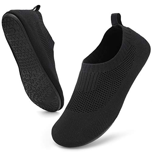 STQ Hausschuhe Damen Pantoffeln Yoga Bequem Hüttenschuhe Mesh Atmungsaktiv Rutschfest Slipper Alles Schwarz 42/43 von STQ