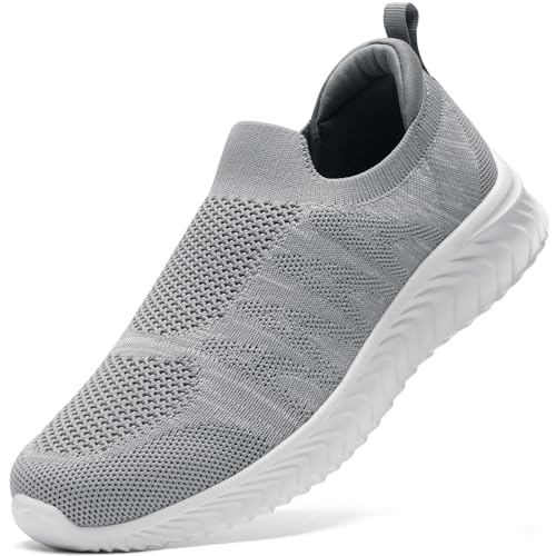 STQ Laufschuhe Damen Slip on Sneaker Atmungsaktive rutschfest Turnschuhe Komfort Orthopädische Schuhe Grau 37 EU von STQ