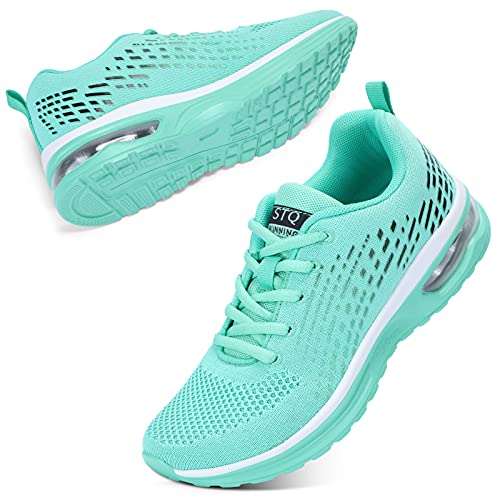 STQ Laufschuhe Damen Sportschuhe Atmungsaktiv Leicht Turnschuhe Outdoor Straßenlaufschuhe Teal EU38 von STQ