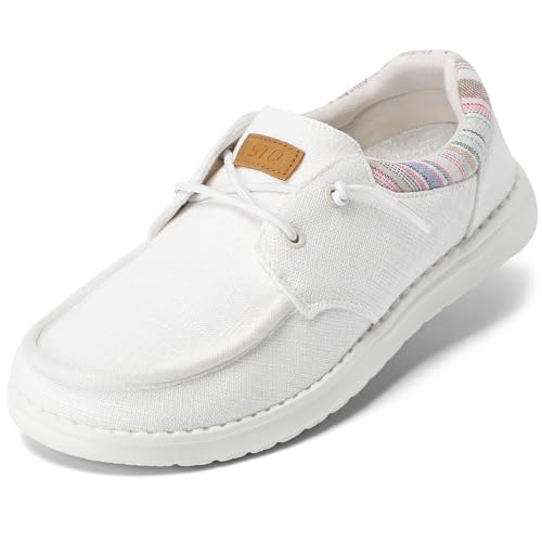 STQ Schuhe Damen Bootsschuhe Slip on Freizeitschuhe Schuhe Arch Support Reinschlüpfen Leichte Atmungsaktiv Walking Schlupfschuhe Orthopädische Loafer Memory Foam Work Bequeme weiß 40 EU 8.5 US von STQ