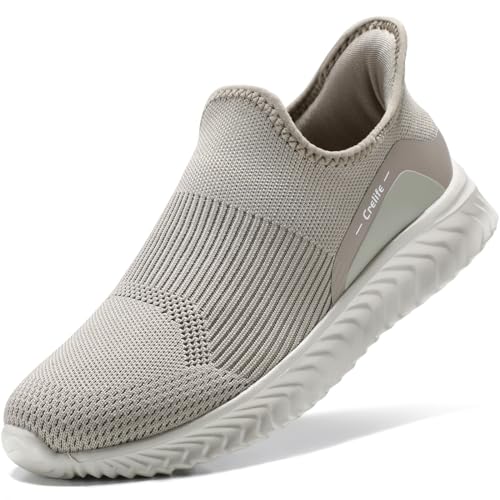 STQ Slip ins Damen Slip on Sneakers Freihändig Turnschuhe Bequem Sportschuhe Bequem Schuhe Damen Sommer Schlupfschuhe Taupe 37 EU von STQ