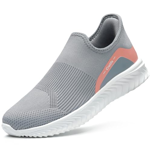 STQ Slip ins Damen Turnschuhe Freihändig Leichte Sportschuhe Fitnessstudio Bequem Schuhe Damen Sneaker Slip on SummerschuheHellgrau 42 EU von STQ