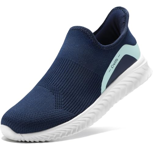 STQ Slip ins Turnschuhe Damen Freihändig Bequem Damen Slip on Sneakers Leichte Orthopädische Schuhe Mesh Schlupfschuhe Marineblau 36 EU von STQ