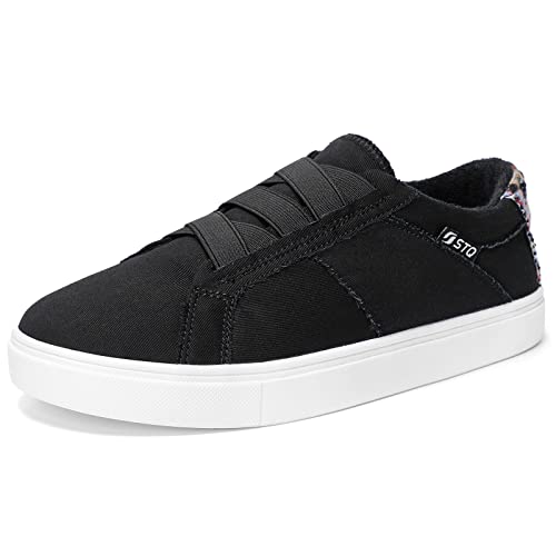 STQ Slip on Damen Sneaker Comfort Canvas Schwarz EU37 von STQ