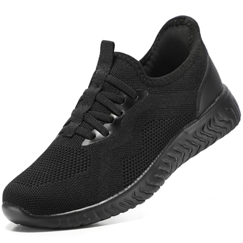 STQ Slip on Sneakers Damen Turnschuhe ohne Schnürsenkel Memory Foam Damenschuhe zum reinschlüpfen Bequeme Schlupfschuhe Schwarz 36 EU von STQ