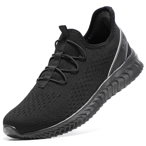 STQ Slip on Sneakers Damen Turnschuhe ohne Schnürsenkel Memory Foam Damenschuhe zum reinschlüpfen Bequeme Schlupfschuhe Schwarz 39 EU von STQ