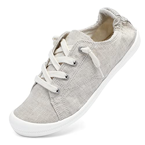 STQ Sneaker Damen Canvas Slip on Komfort Schuhe Beige EU36 von STQ