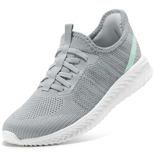 STQ Sneaker Damen Orthopädische Schuhe Leichte Turnschuhe Sommer Slip on Sneakers Frühling Damenschuhe Schlupfschuhe Hellgrau 40 EU/US 8.5 von STQ