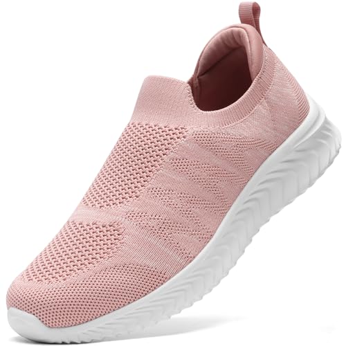 STQ Sneaker Damen Slip on Schuhe​Bequem Atmungsaktive Soft Memory Foam Turnschuhe Pink 36 EU von STQ