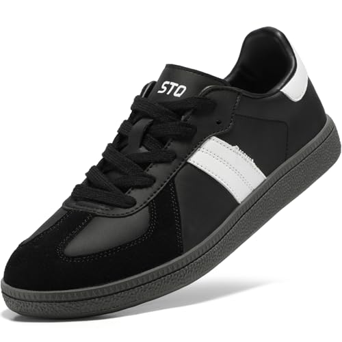 STQ Sneaker Damen Sportschuhe Elegant Low Soft Skater Sportswear Handball Turnschuhe Schnürung Arch Support Bequem Diabetiker Flach Leichte Womens Trainers Lightweight Schwarz Weiß 40 EU / 8.5 US von STQ