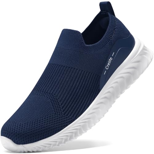 STQ Sneakers Damen Slip on Schuhe Memory Foam Turnschuhe Atmungsaktiv Laufschuhe Leichte Outdoor Walkingschuhe Marine 37 EU von STQ