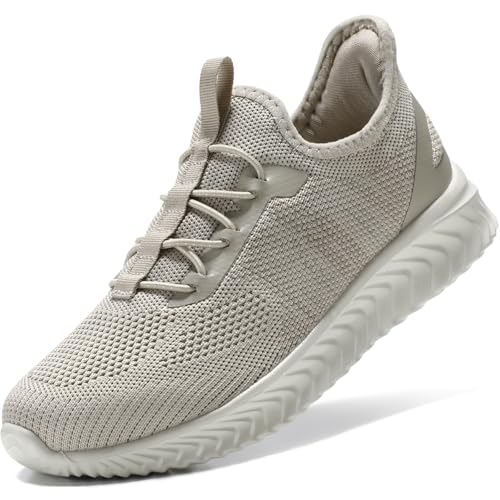 STQ Sneakers Damen Slip on Turnschuhe Bequem Wanderschuhe Orthopädische Komfort Freizeitschuhe Leichte Sportschuhe Taupe 40.5 EU/ 9 US von STQ