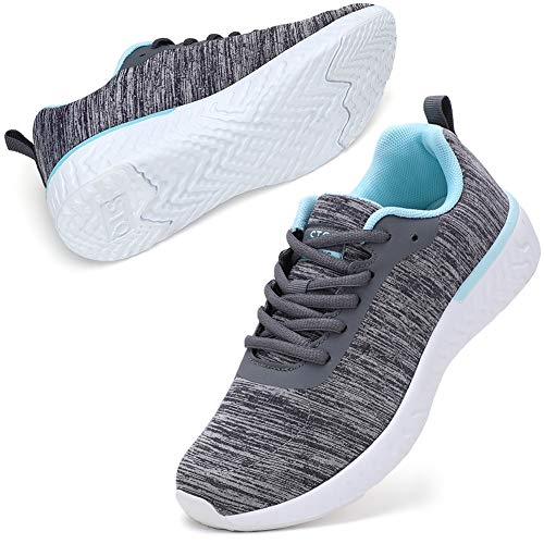 STQ Turnschuhe Damen Sneakers Bequem Sportschuhe Orthopädische Laufschuhe Freizeitschuhe Fitness Gym Walkingschuhe Grau Aque 38 EU von STQ