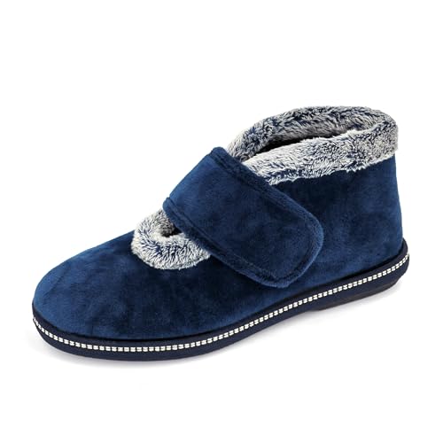 STRAPPO SOFT Damen Winter Geschlossene Hausschuhe Warme Pelosi Bequeme für Ältere (Blau, 38 EU, STR9351) von STRAPPO SOFT