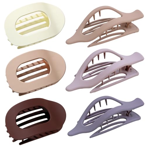 STREAMVOY 6 Stück rutschfeste flache Haarklammern – große Haarklammern für Frauen, starker Halt für dickes Haar, leichtes tägliches Haarspangen-Set (2 Stile) – Geschenk bereit (6 Farben) von STREAMVOY