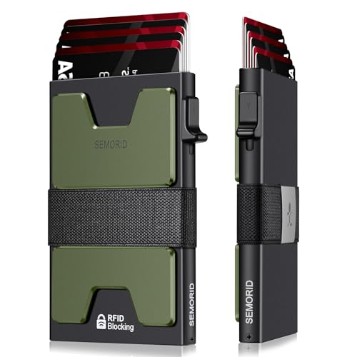 STREAMVOY Schlanke RFID-blockierende Geldbörse für Herren – Pop-Up-Kartenhalter mit 12 Karten Kapazität | Metallplatte & Gummiband | Ultradünnes minimalistisches Design (3,9 x 2,7 x 0,6), Schwarz + von STREAMVOY