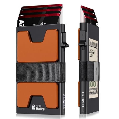 STREAMVOY Schlanke RFID-blockierende Geldbörse für Herren – Pop-Up-Kartenhalter mit 12 Karten Kapazität | Metallplatte & Gummiband | Ultradünnes minimalistisches Design (3,9 x 2,7 x 0,6), Schwarz von STREAMVOY