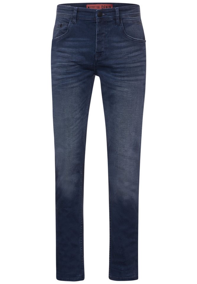 STREET ONE MEN Gerade Jeans in dunkelblauer Waschung von STREET ONE MEN