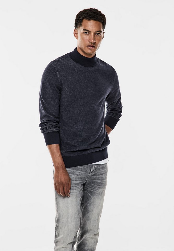 STREET ONE MEN Rollkragenpullover in Melange Optik von STREET ONE MEN