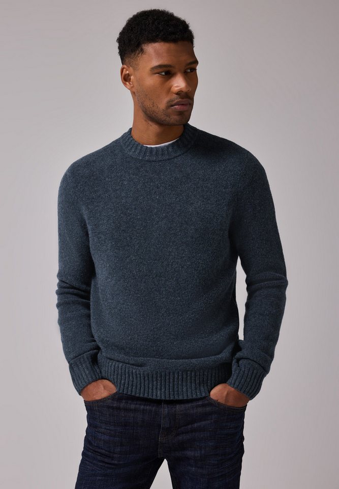 STREET ONE MEN Rundhalspullover aus elastischem Materialmix von STREET ONE MEN