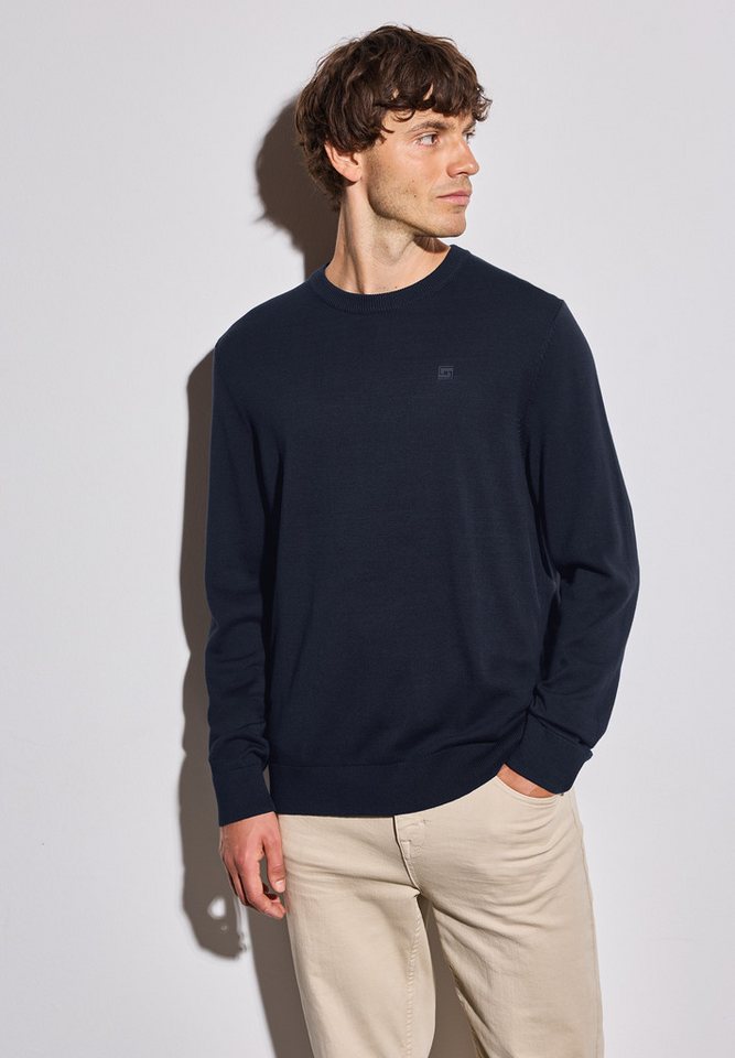 STREET ONE MEN Rundhalspullover aus reiner Baumwolle von STREET ONE MEN
