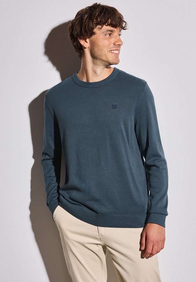 STREET ONE MEN Rundhalspullover aus reiner Baumwolle von STREET ONE MEN