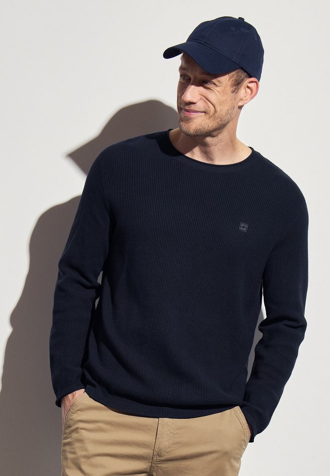 STREET ONE MEN Rundhalspullover aus reiner Baumwolle von STREET ONE MEN