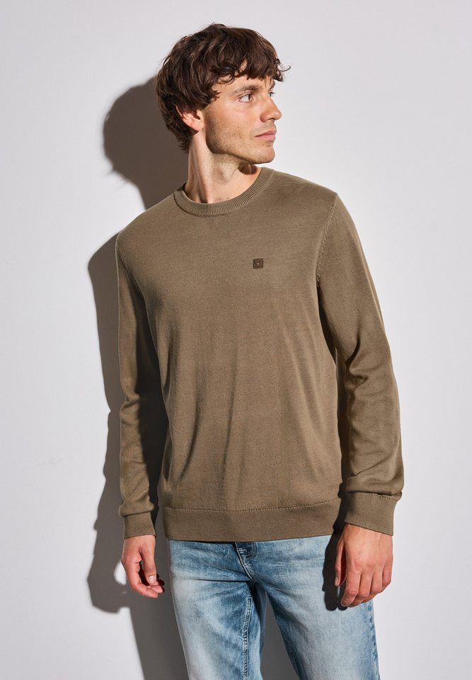 STREET ONE MEN Rundhalspullover aus reiner Baumwolle von STREET ONE MEN