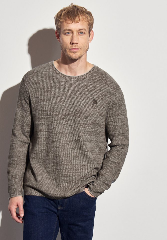 STREET ONE MEN Rundhalspullover aus reiner Baumwolle von STREET ONE MEN
