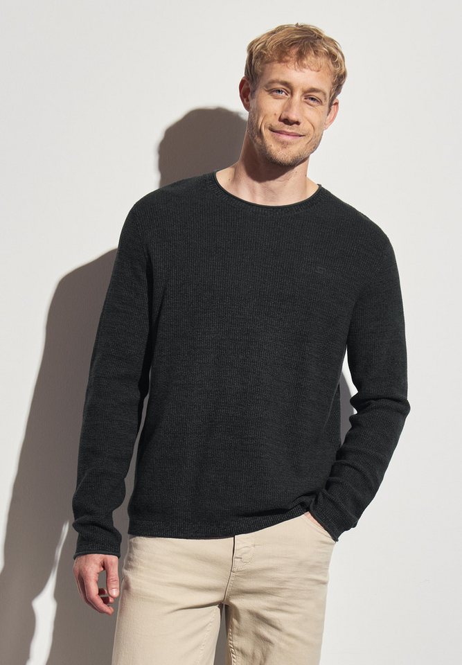 STREET ONE MEN Rundhalspullover aus reiner Baumwolle von STREET ONE MEN