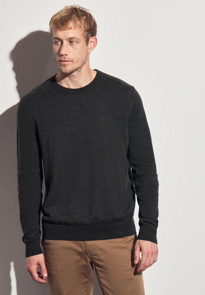 STREET ONE MEN Rundhalspullover aus reiner Baumwolle von STREET ONE MEN