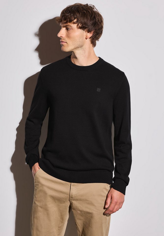 STREET ONE MEN Rundhalspullover aus reiner Baumwolle von STREET ONE MEN