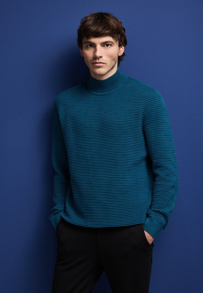 STREET ONE MEN Stehkragenpullover aus reiner Baumwolle von STREET ONE MEN