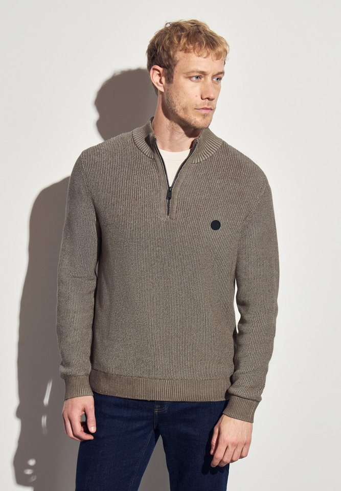 STREET ONE MEN Stehkragenpullover aus reiner Baumwolle von STREET ONE MEN