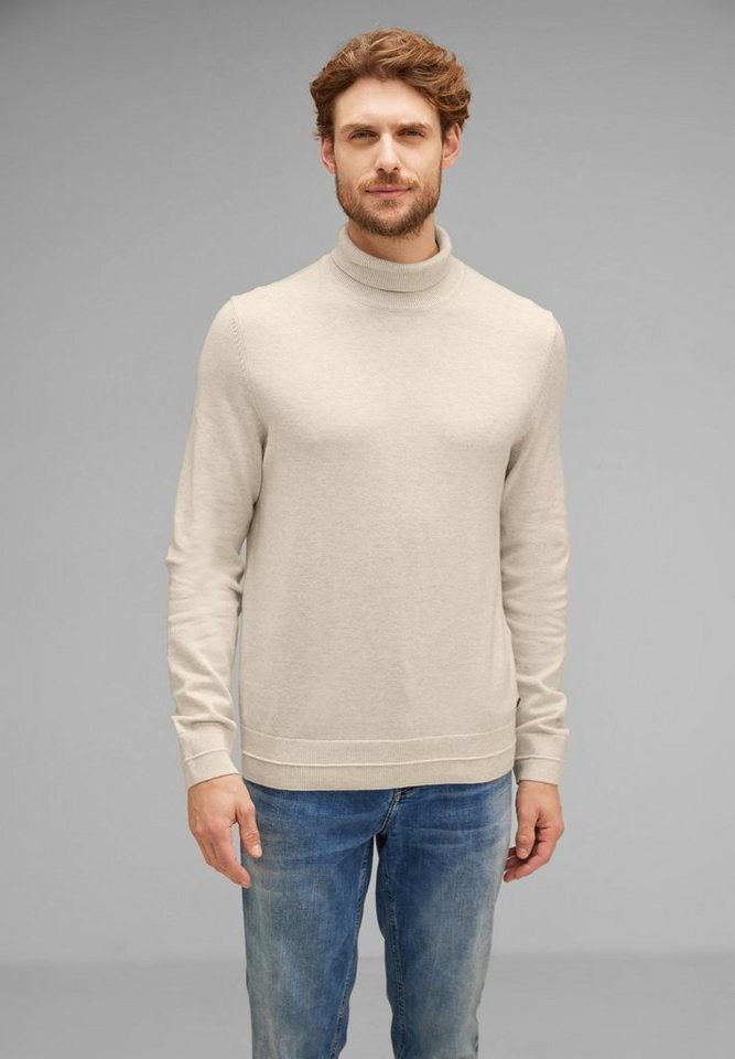 STREET ONE MEN Stehkragenpullover in Melange Optik von STREET ONE MEN