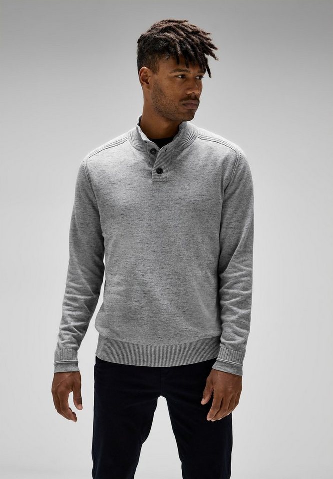 STREET ONE MEN Stehkragenpullover mit Knopfreihe von STREET ONE MEN