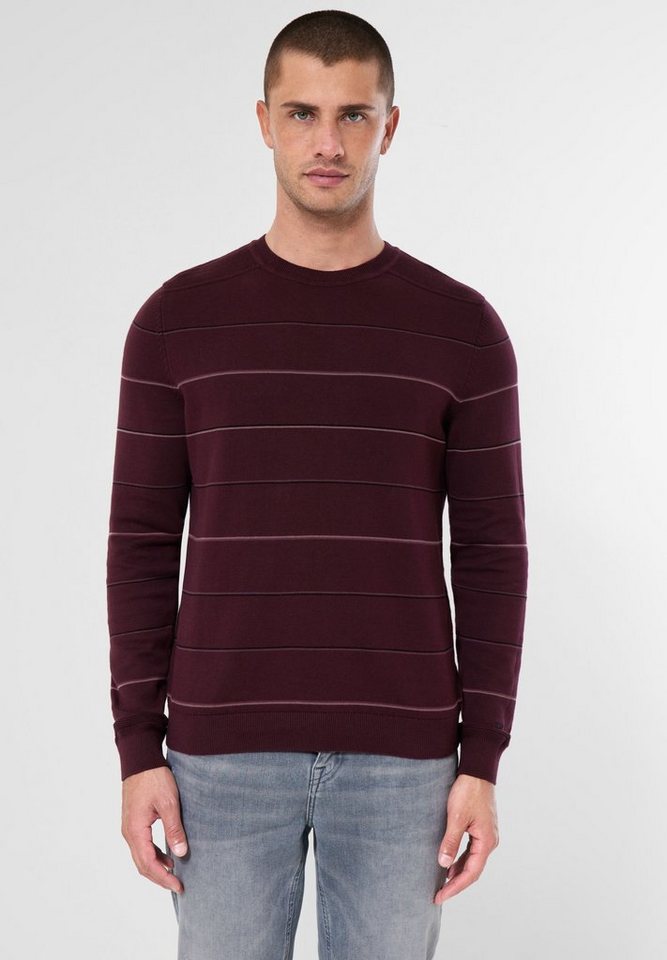 STREET ONE MEN Streifenpullover aus reiner Baumwolle von STREET ONE MEN