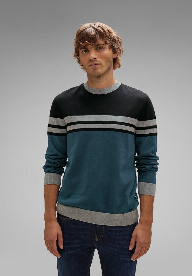 STREET ONE MEN Strickpullover mit College-Streifen von STREET ONE MEN