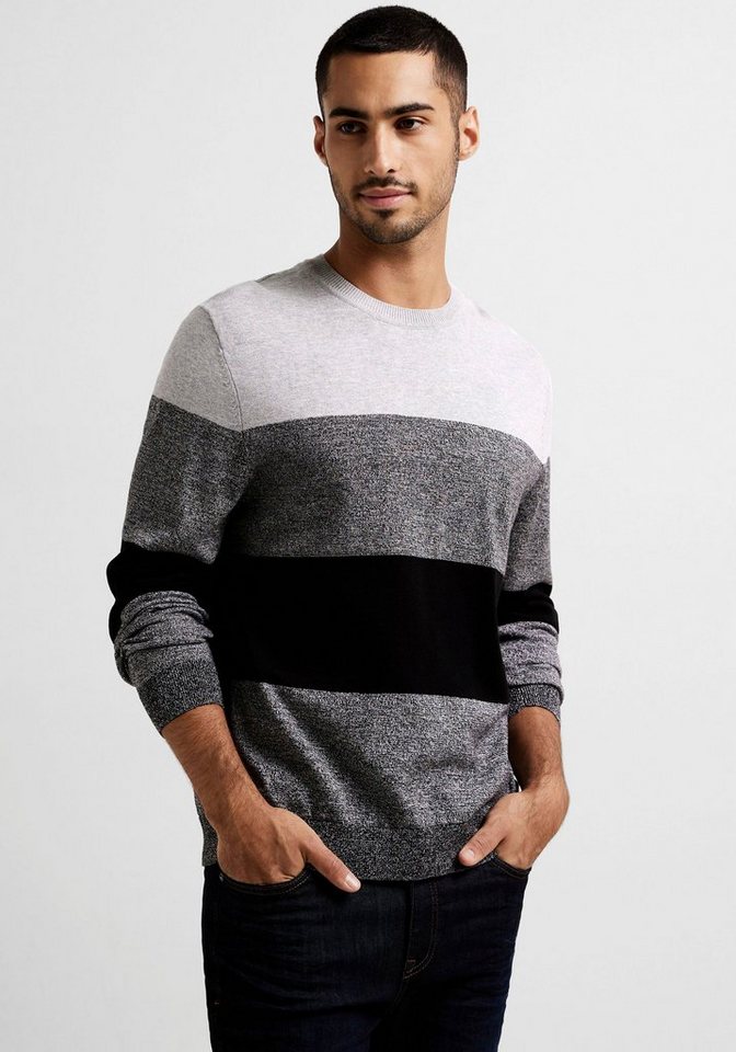 STREET ONE MEN Strickpullover mit mehrfarbigen Blockstreifen von STREET ONE MEN