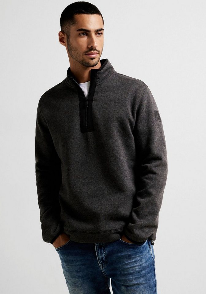 STREET ONE MEN Sweatshirt mit Logobadge auf dem Arm von STREET ONE MEN