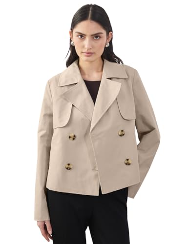 STREET ONE STUDIO Damen F202039 Kurzer Trenchcoat, Pearly Sand, 46 von STREET ONE STUDIO