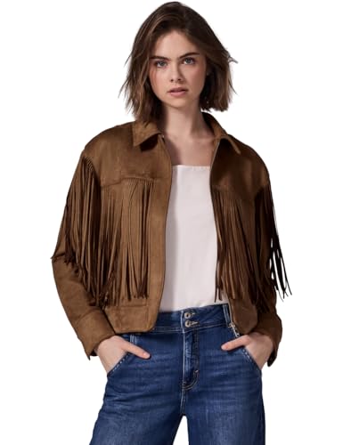 STREET ONE STUDIO Damen F212616 Velours-Jacke mit Fransen, Creamy Brown, 38 von STREET ONE STUDIO