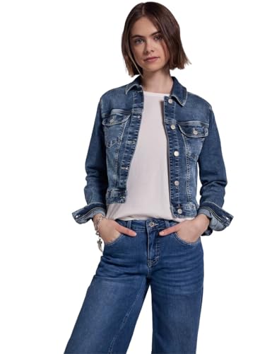STREET ONE STUDIO Damen F212617 Cropped Jeansjacke, Dark Blue Random Washed, 40 von STREET ONE STUDIO