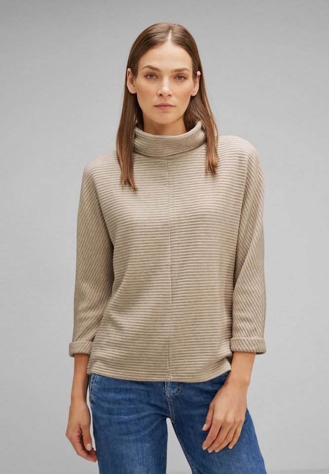 STREET ONE 3/4-Arm-Shirt Shirt LTD QR structure scarf collar Streifen-Struktur von STREET ONE