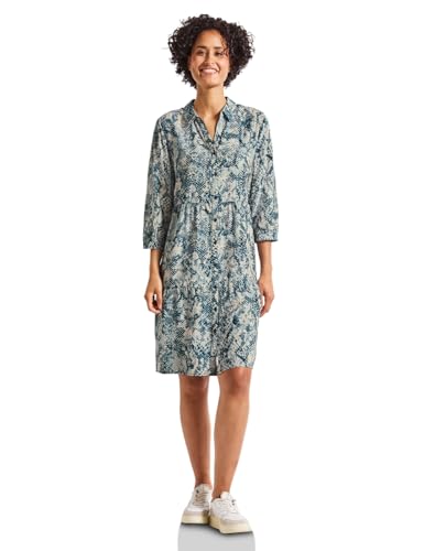 STREET ONE Damen 1408794 Gemustertes Tunika-Kleid, Arona Blue, 46 von STREET ONE