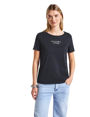 STREET ONE Damen 3227732 T-Shirt mit Print, Deepwater Blue, 38 von STREET ONE