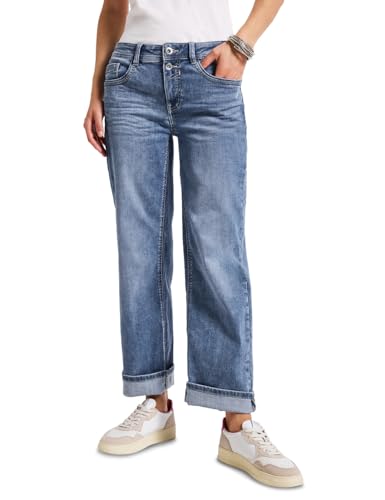 STREET ONE Damen 3715672 Straight Leg Jeans, Authentic mid Blue Washed, 29W x 28L von STREET ONE